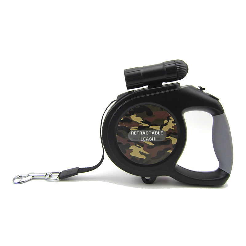 Dog retractable lead with torch