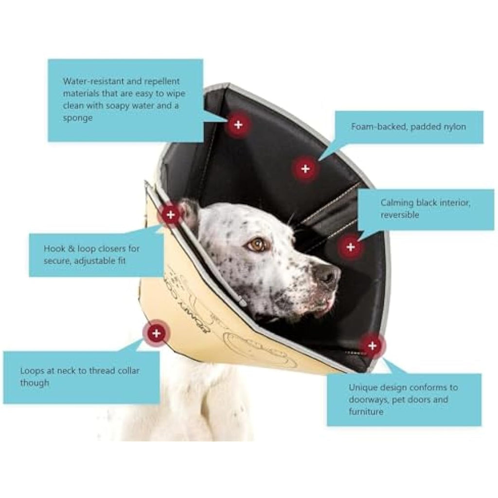 All Four Paws Comfy Cone Pet Cone for Dogs, Cats, Small-Long, Tan - Comfortable Soft Dog Cone Collar Alternative for After Surgery, Wound Care, Spay, Neuter - Dog and Cat Recovery Collar