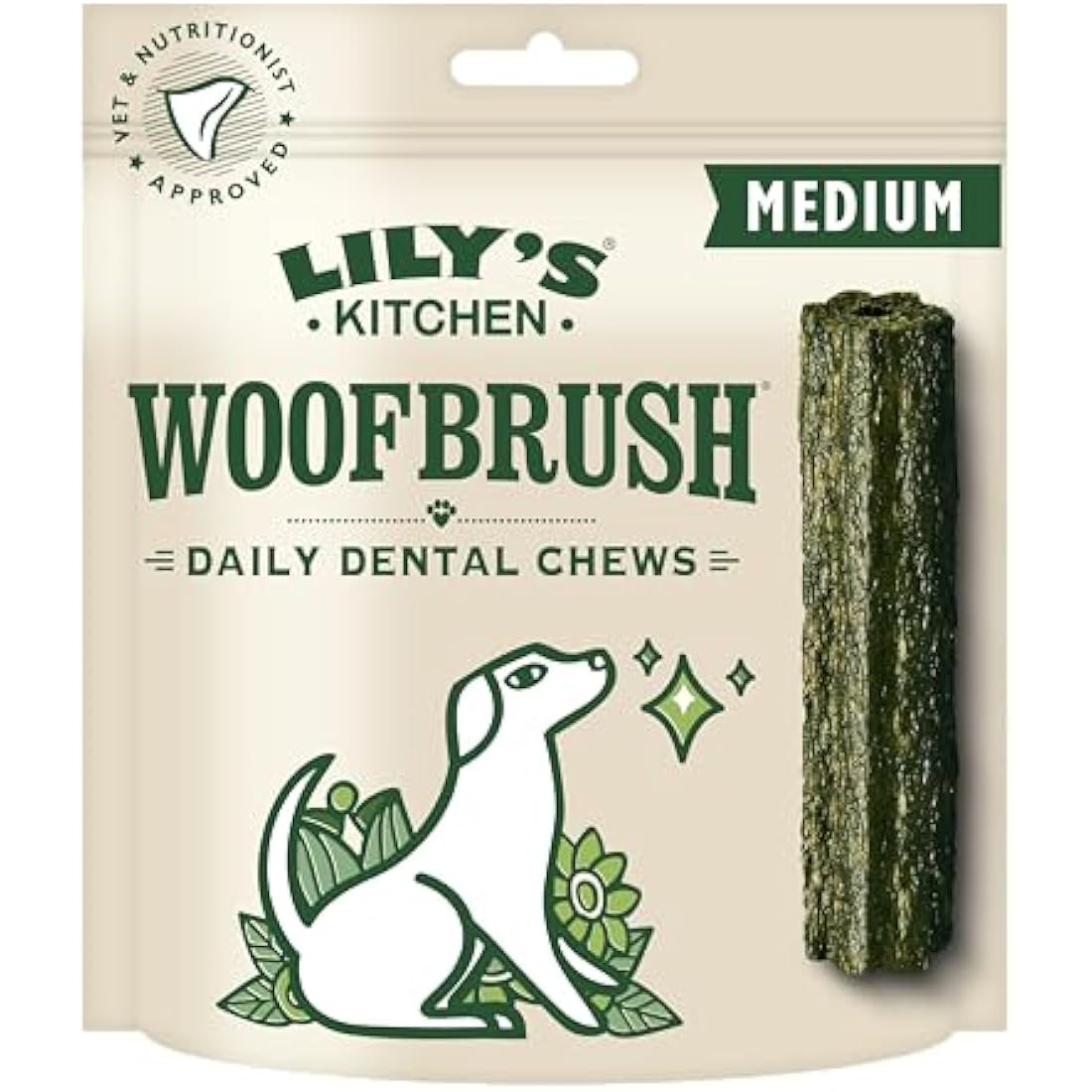 Lily's Kitchen Woofbrush Dental Chew - Natural Dental Sticks for Medium Dogs (5 Packs of 7 Chews)