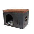 Cat Pet Bed House- Footstool Style Cat Cave Puppy Kennel, Foldable Pet House with Free Pet Cushion for Small Dogs Cats Rabbits Creative Wood Sitting