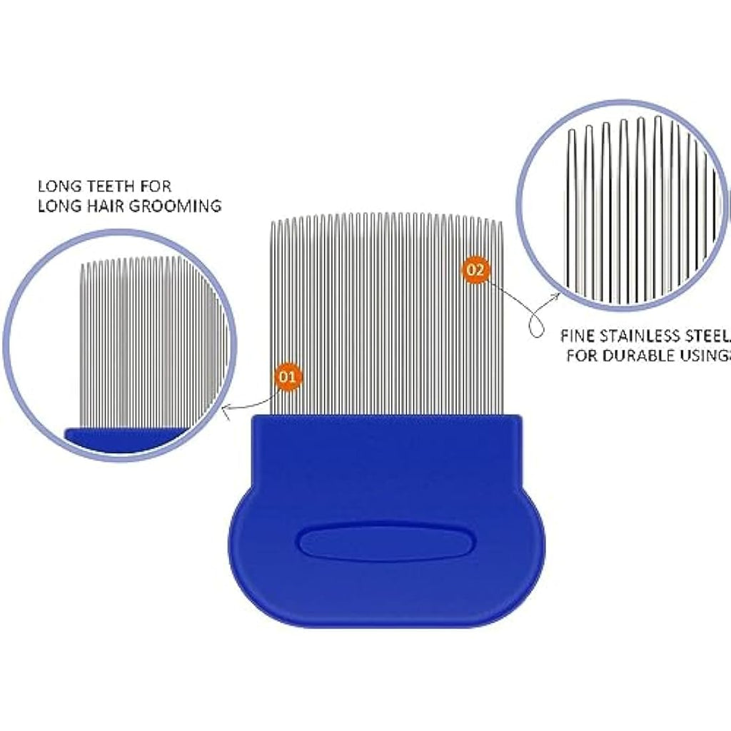 AOSEA 6 Pieces Flea Comb for Cats Dogs Lice Combs Fine Tooth Comb Grooming Set Remove Float Hair Tear Marks Tick Removal Tool,White