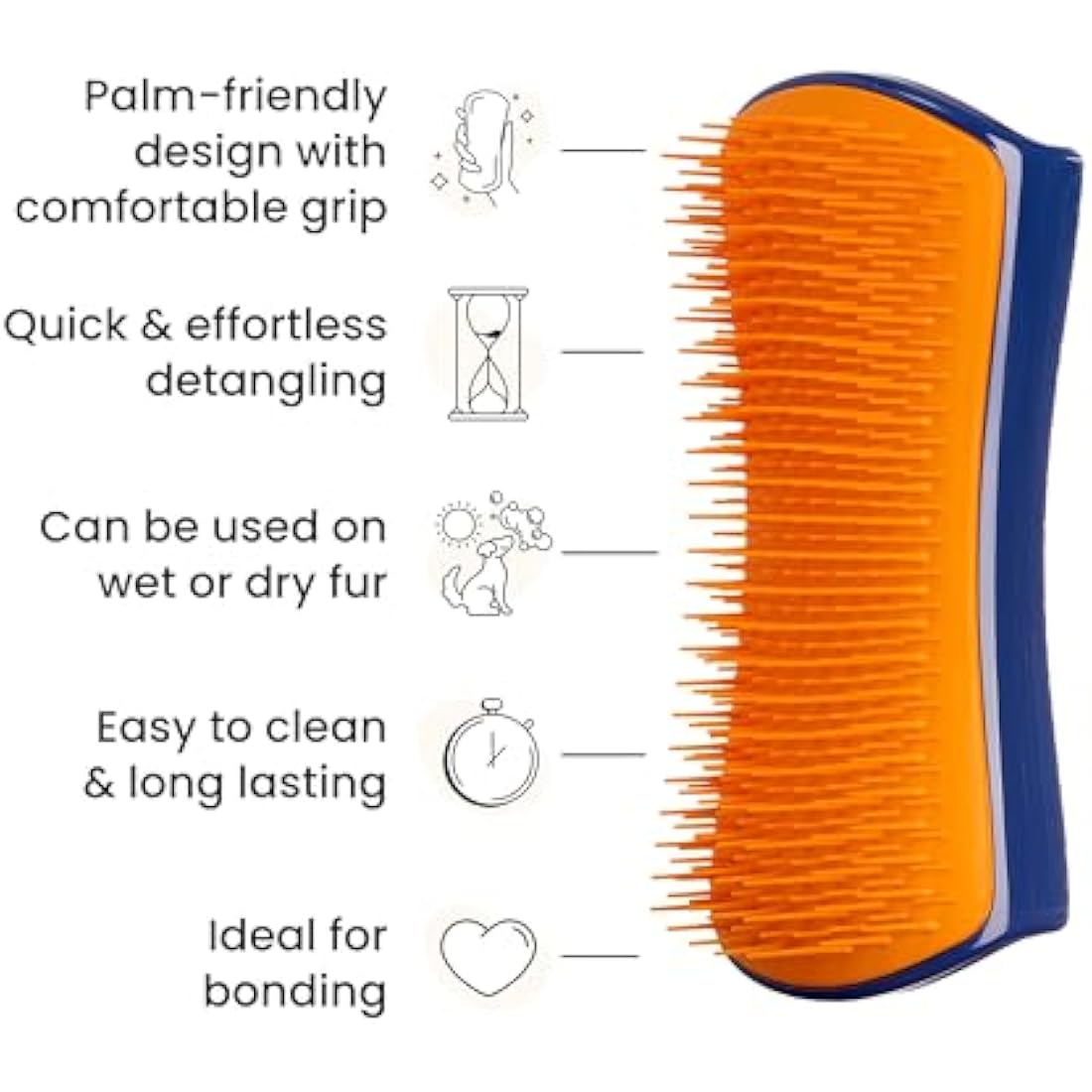Tangle Teezer | Pet Teezer | Detangling and Dog Grooming Brush | Dry Brush or Dog Bath Brush | Navy & Orange