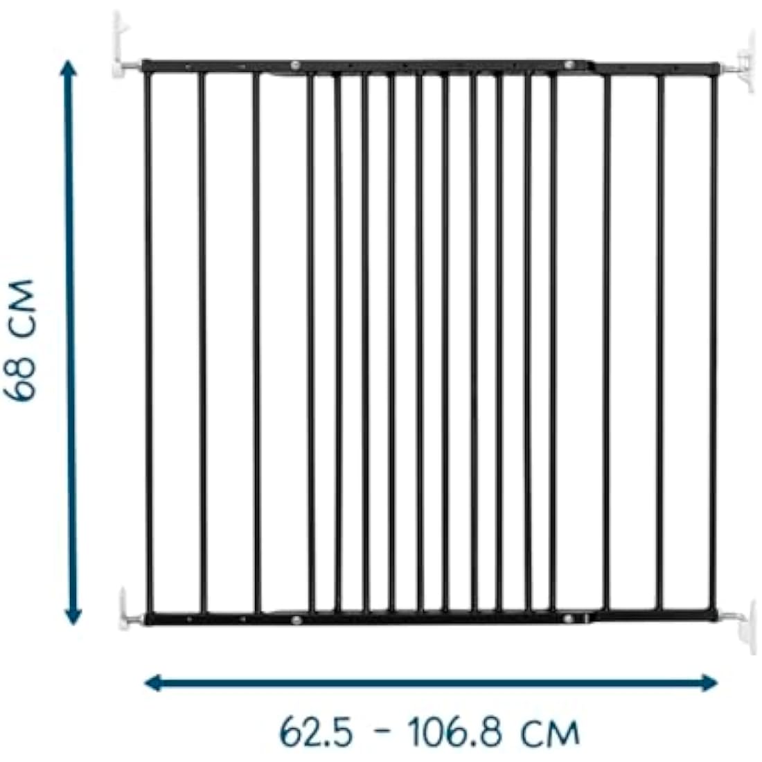 Scandinavian Pet Design Extendable Dog Gate, 62.5-106.8 cm/24.6-42 inches wide, 72 cm high, Extendable Stair Gate/Pet Gate/Safety Gate, Metal, Black, Made in Denmark