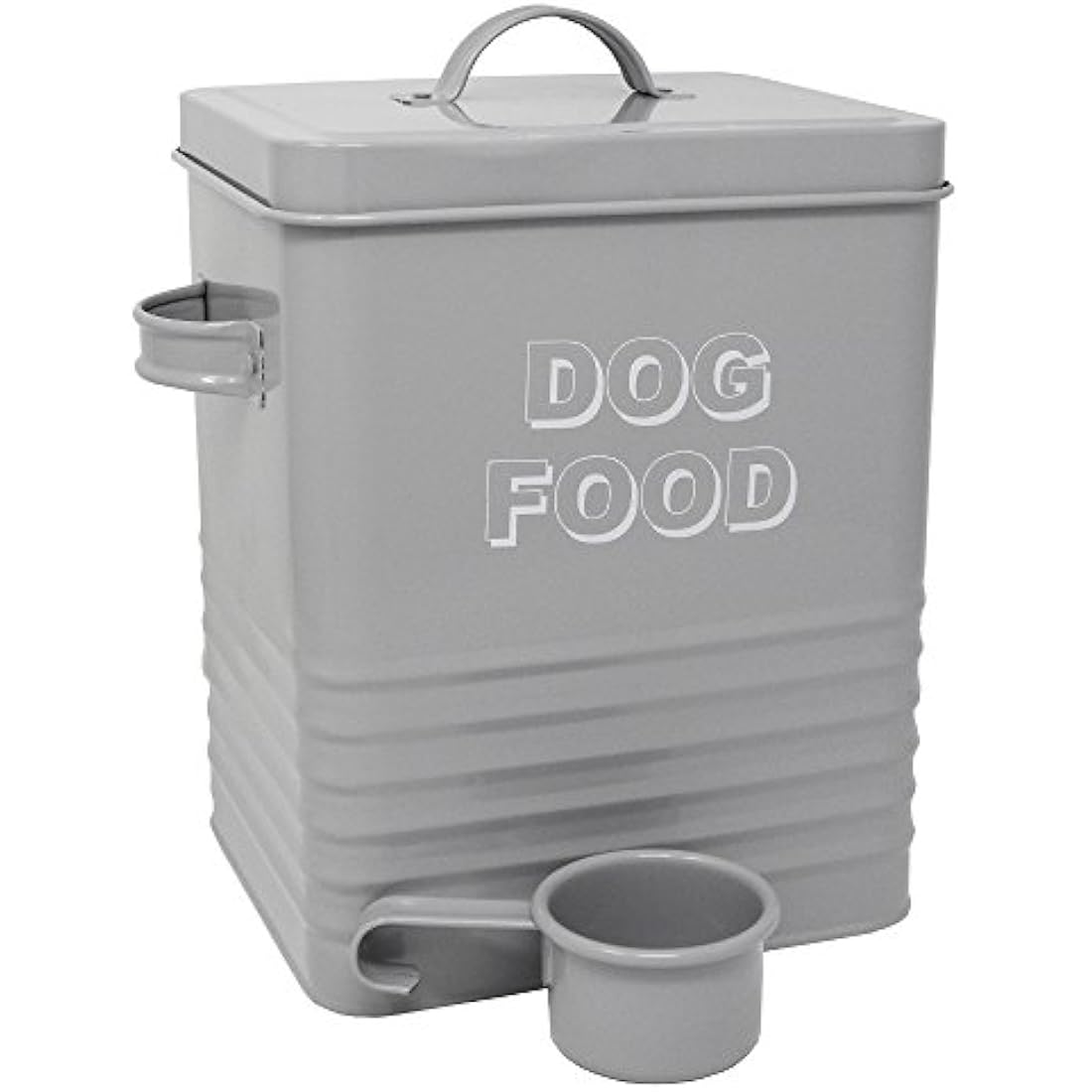 Lesser & Pavey New Sweet Home Dog Food tin with Scoop, Metal, Grey, 18 x 15 x 25 cm