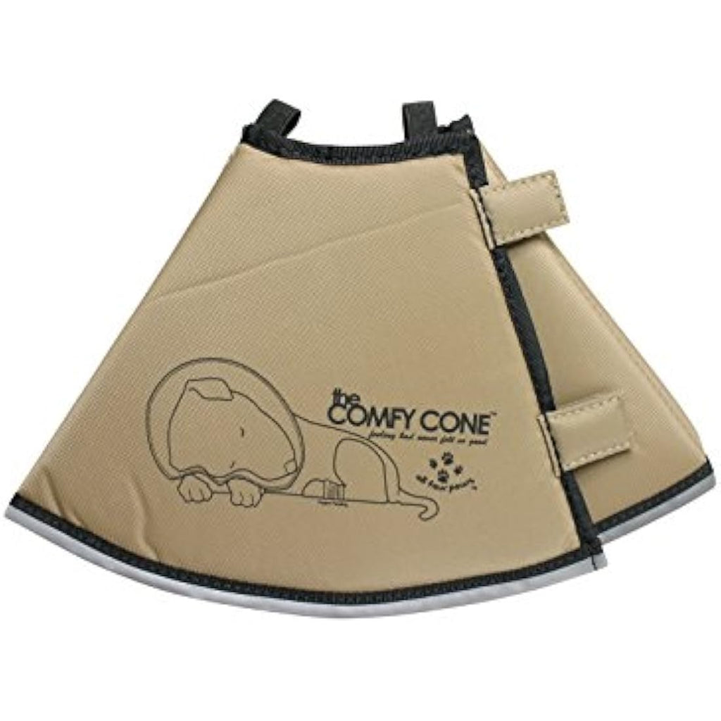 All Four Paws Comfy Cone Pet Cone for Dogs, Cats, Small-Long, Tan - Comfortable Soft Dog Cone Collar Alternative for After Surgery, Wound Care, Spay, Neuter - Dog and Cat Recovery Collar