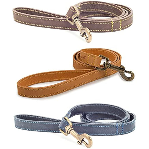 Ancol Handcrafted Heavy Duty Sable Timberwolf Leather Dog Lead - Soft Supple Leather Leash with Industrial Nylon Thread - 1m x 19mm