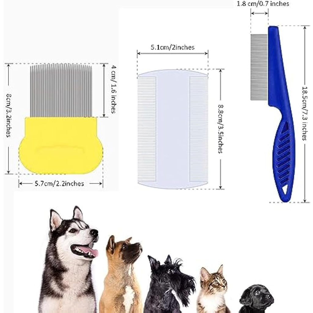 AOSEA 6 Pieces Flea Comb for Cats Dogs Lice Combs Fine Tooth Comb Grooming Set Remove Float Hair Tear Marks Tick Removal Tool,White