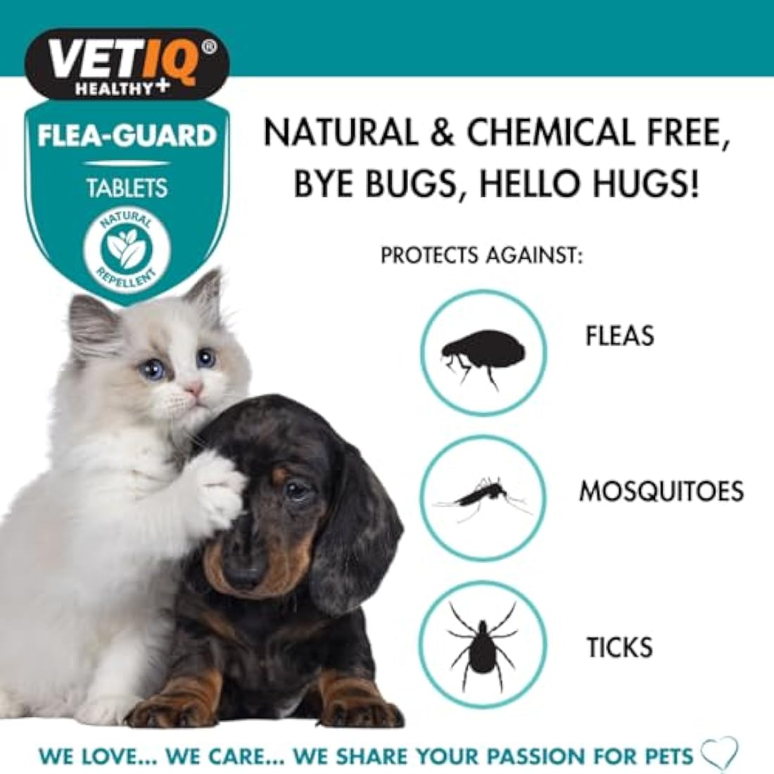 VETIQ Flea-Guard Tablets For Cats & Dogs, a Natural Repellent Keeps Pets Free From Fleas, Ticks & Mosquitoes, Contains Yeast, Zinc, B Vitamins & Garlic, 90 Tablets (Pack of 1)