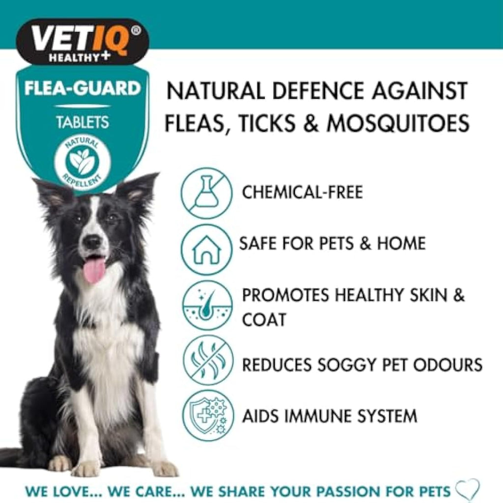 VETIQ Flea-Guard Tablets For Cats & Dogs, a Natural Repellent Keeps Pets Free From Fleas, Ticks & Mosquitoes, Contains Yeast, Zinc, B Vitamins & Garlic, 90 Tablets (Pack of 1)