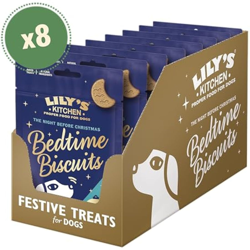Lily’s Kitchen Christmas Bedtime Biscuits with Natural Ingredients - Adult Dog Treats Packet (8 Packs x 80g)