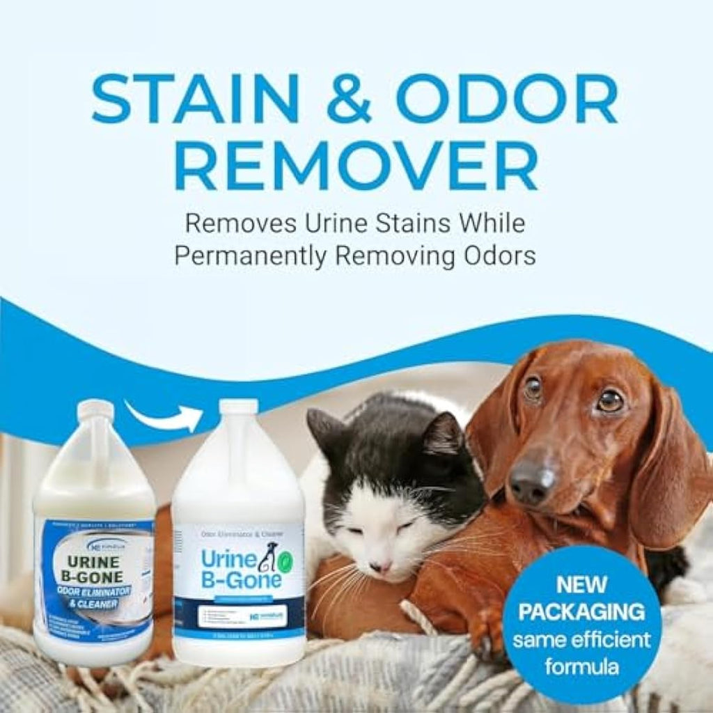 KINZUA ENVIRONMENTAL Urine B-Gone, Professional Enzyme Odor Eliminator & Pet Stain Remover, Human, Cat & Dog Urine Cleaner, Effective on Laundry, Carpets & More (3.79Liter (Pack of 1), Original)