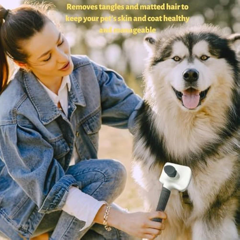 Self Cleaning Slicker Brush for Dogs,Cats, Rabits,Puppies etc, Laadi Cat Brush Dog Brushes For Grooming,Dog Brushes For Shedding,Cat Brushes for Long haired Cats Dogs. (Grey)