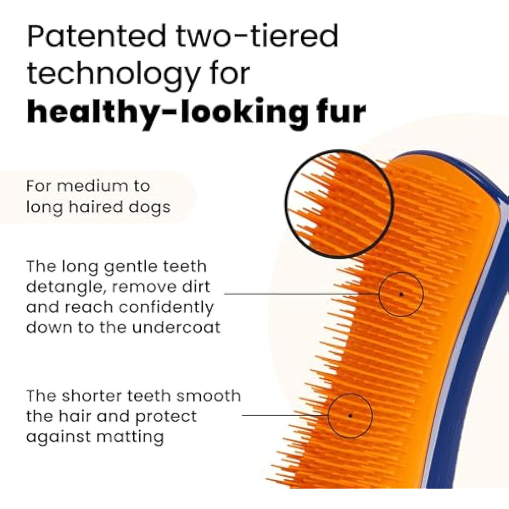 Tangle Teezer | Pet Teezer | Detangling and Dog Grooming Brush | Dry Brush or Dog Bath Brush | Navy & Orange