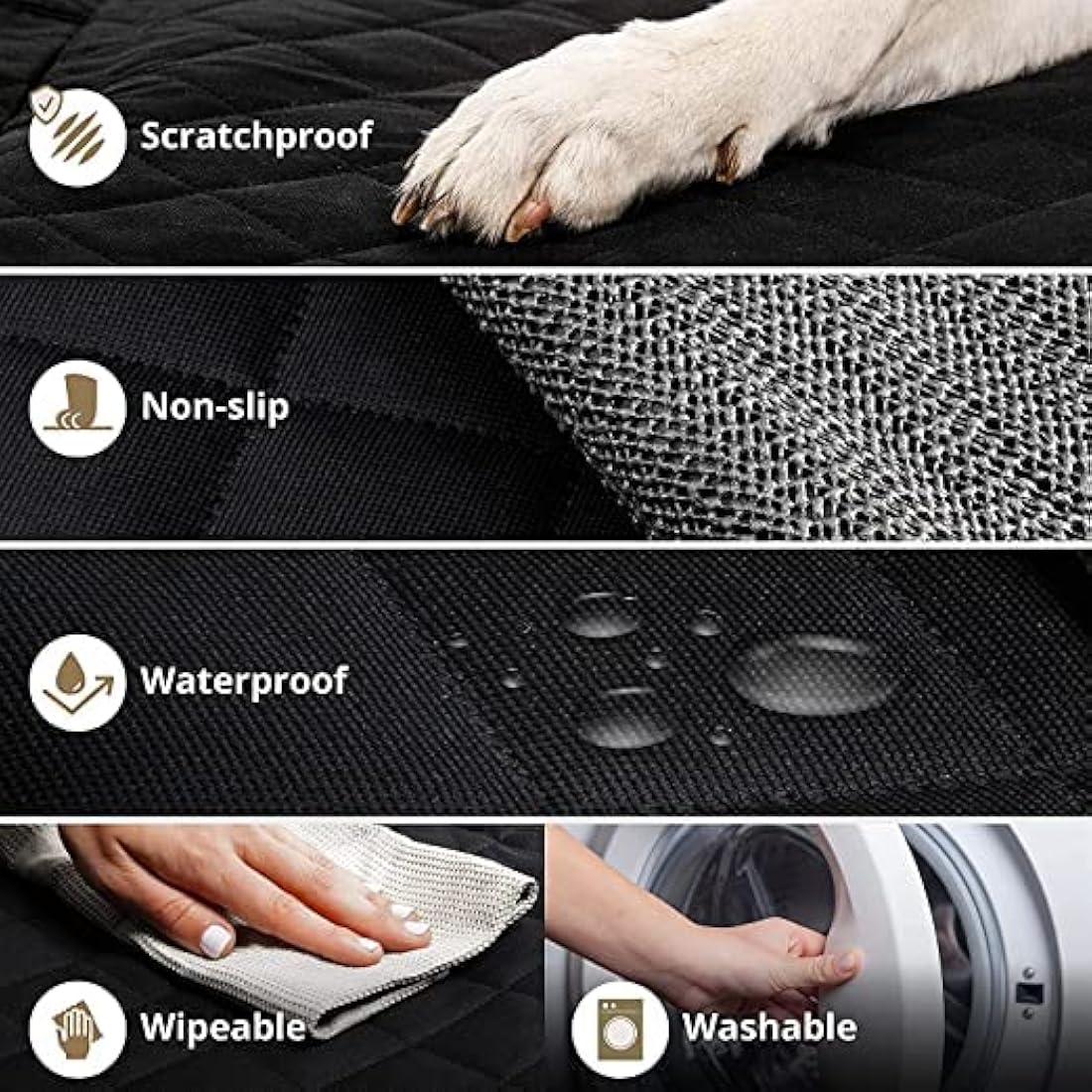 AMZPET ISOFIX Dog Car Seat Cover - Waterproof, Scratch-proof, Non-Slip, Washable (133 x 56 cm)