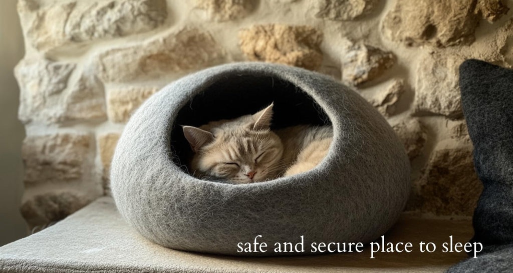 Cat bed cat cave cat house XL also for big cats or small dogs  sturdy outside & cuddly soft inside  handmade of New Zealand wool light grey