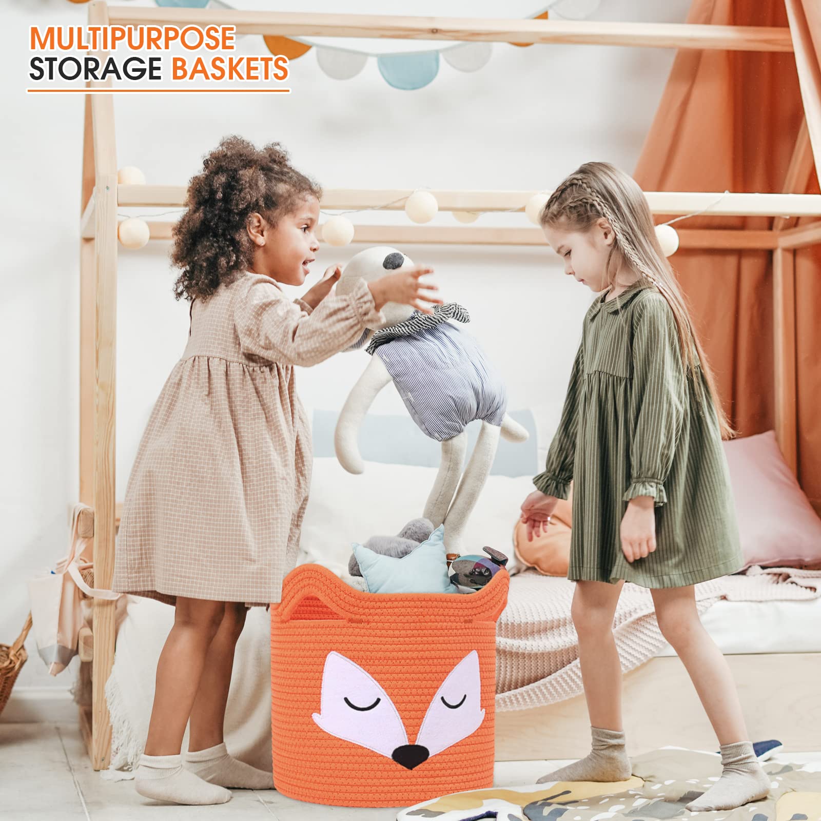 ACOHSY Storage Baskets Storage Boxes,Set of 3 30x30x30 Toy Storage,Kallax Storage Boxes,Can be used as Washing Basket,Dog Toy Basket,Clothes