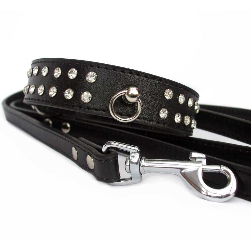 Diamante Collar Lead Set - Black