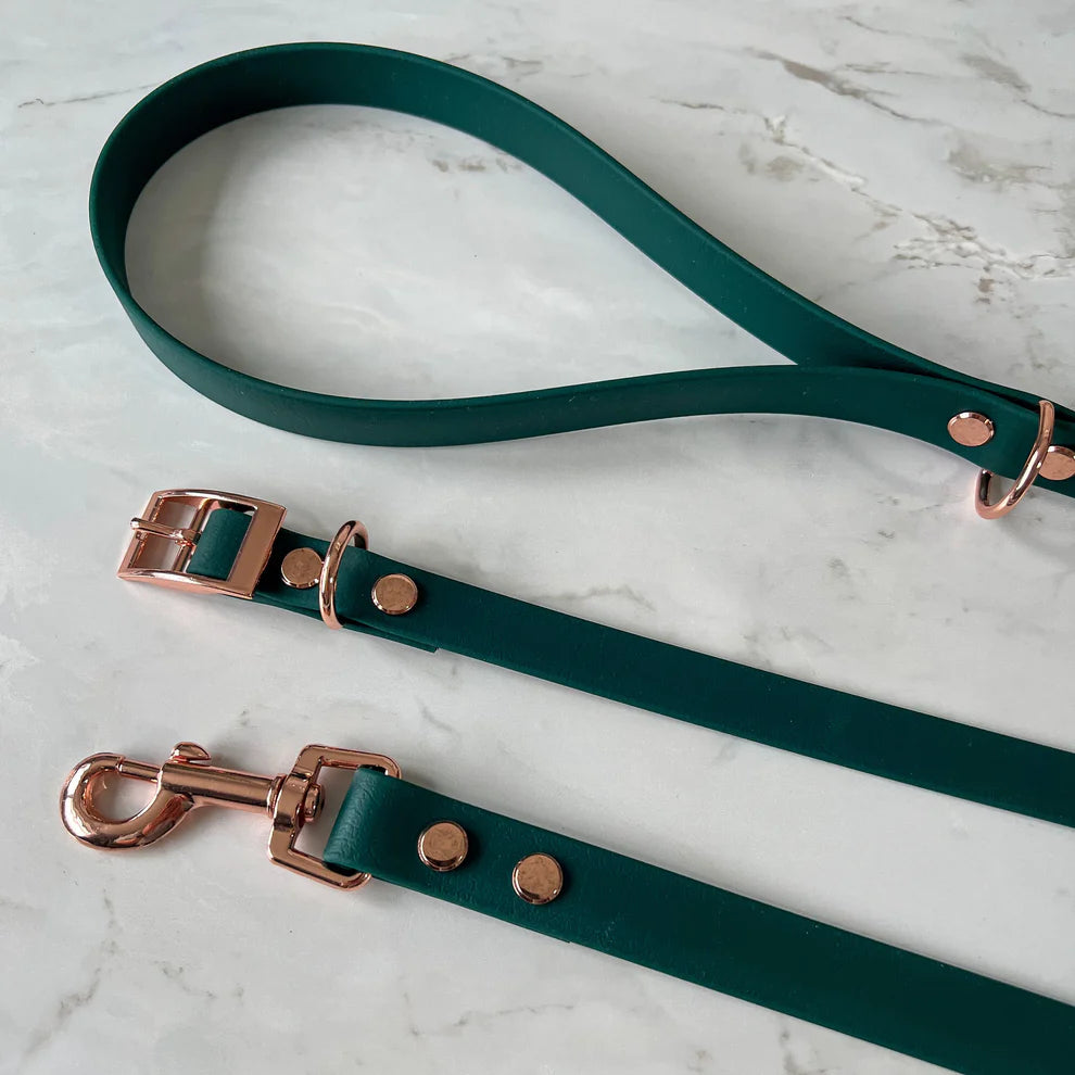 Waterproof Dog Collar + Dog Lead Bundle (Emerald) – by Furry Tails
