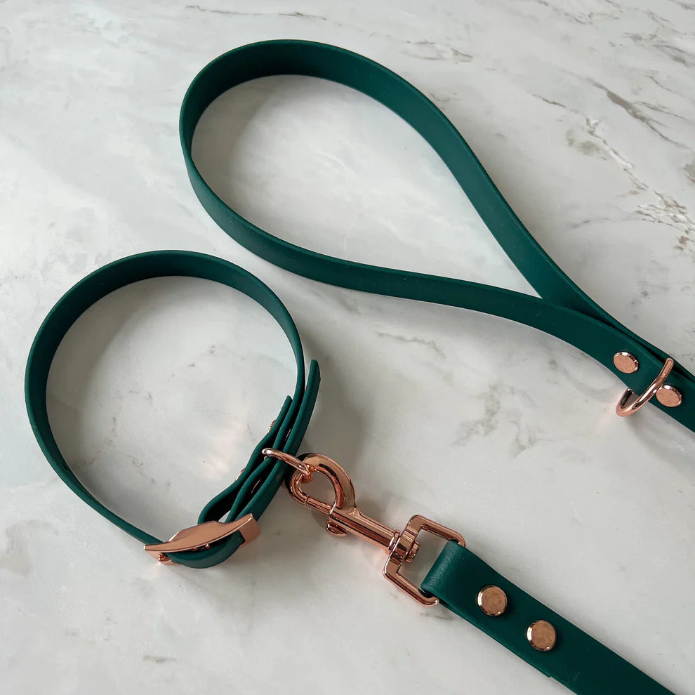 Waterproof Dog Collar + Dog Lead Bundle (Emerald) – by Furry Tails