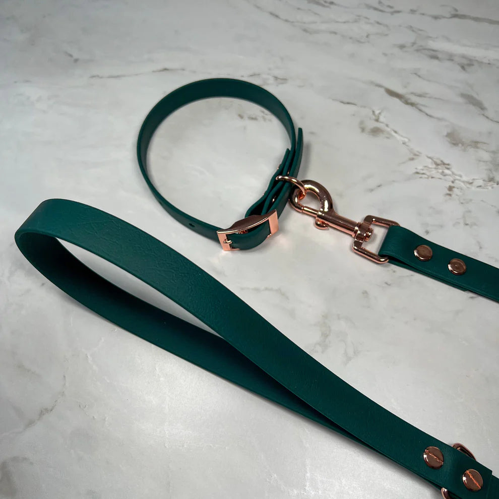 Waterproof Dog Collar + Dog Lead Bundle (Emerald) – by Furry Tails