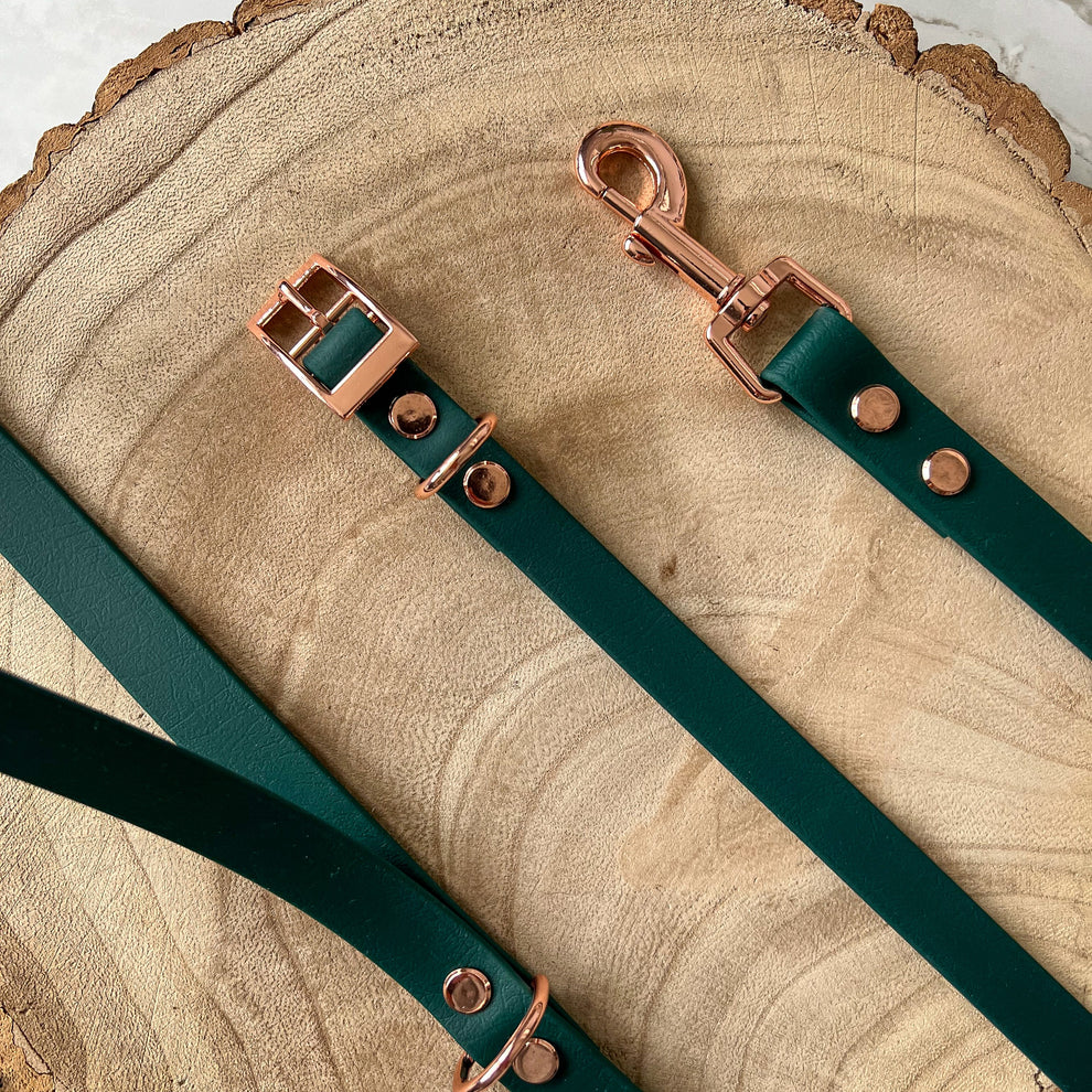 Waterproof Dog Collar + Dog Lead Bundle (Emerald) – by Furry Tails